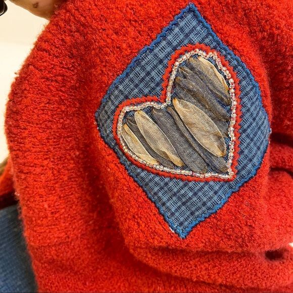 Vintage Christmas Sweater with Patchwork & Embellishments Size XL - Picture 8 of 9